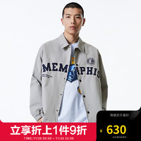 杰克·琼斯（JACK&JONES）秋季男士NBA联名灰熊队运动舒适字母夹克外套男装223321089 E51灰色 170/92A/S