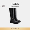 TOD'S冬女士TIMELESS小T扣皮革长靴女靴靴子女鞋 黑色 34.5