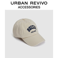 URBAN REVIVO 女士复古字母磨破设计棒球帽UAWA30115 卡其 F