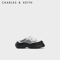 CHARLES&KEITH23冬季潮流厚底魔术贴穆勒鞋女CK1-70900491 Silver银色 37