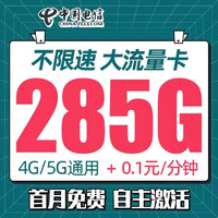 中国电信 花团卡2年19元/月195G全国流量不限速