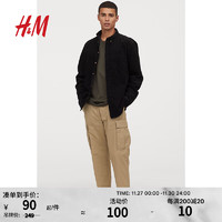 H&M 男装休闲裤夏季棉质梭织抽绳束脚直筒美式复古工装裤0903210 米色 170/72A