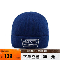 VANS范斯 男女针织帽蓝色帅气高街保暖舒适 蓝色 均码头围:59cm