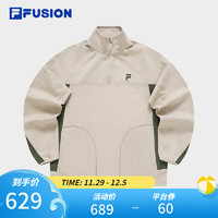 FILA FUSION斐乐潮牌男子针织长袖上衣拼接立领上衣 麂皮-BG 175/96A/L