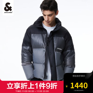 杰克·琼斯（JACK&JONES）立领保暖羽绒服撞色外套字母通勤日常男223412071 E40黑色 175/96A/M