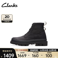 Clarks其乐轻酷系列男鞋摩登时尚马丁靴潮流舒适经典高帮时装靴 黑色 261734227 42.5