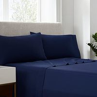 SERTA Simply Clean 柔软防*防污深口袋 3 件套纯色床单套装,单人床,*蓝