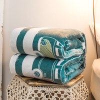 途波列 法兰绒毛毯多功能铺盖毯细绒柔软盖毯午休毯子 MUL-巴士 150*200cm 0.6kg