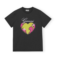 GANNI 女士火山灰心形印花棉质半袖T恤