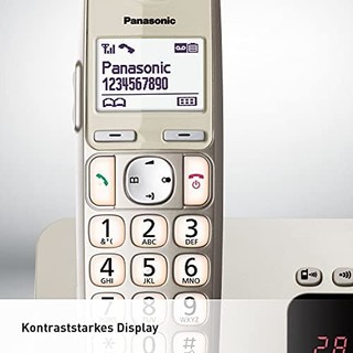 Panasonic KX-TGE262GN Schnurlostelefon mit Anrufbeantworter (Bis zu 1.000 Telefonnummern sperren, übersichtliche Schriftgröße mit starkem Kontrast , extra lauter Hörer, Voll-Duplex Freisprechen)