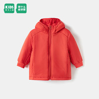 森马（Semir）童装儿童棉服20温暖舒适男童女童简约款连帽外套 中国红60611 120cm