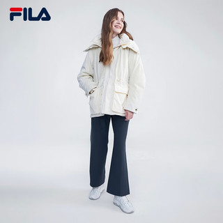 FILA Emerald斐乐女士羽绒服2023冬时尚休闲基础简约连帽外套 雪糕白-IV 155/76A/XS