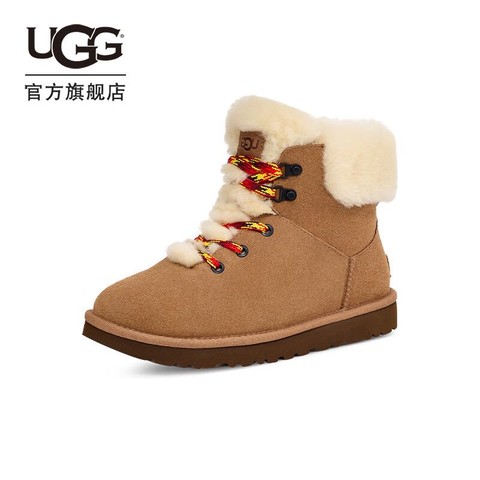 省309元】UGG女靴_UGG 冬季女士经典靴休闲系带平底圆头舒适溢毛迷你雪