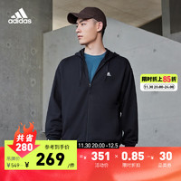 adidas 阿迪达斯 轻运动男女装秋冬加绒加厚宽松连帽夹克外套 黑色 A/M