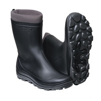 迪卡侬（DECATHLON）加绒保暖短筒雨鞋雨靴水鞋男女防滑中筒水靴胶鞋OVH 黑色 43/44