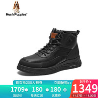 暇步士(Hush Puppies)马丁靴男士高帮工装休闲户外短靴B6Q04DD3 黑色 44