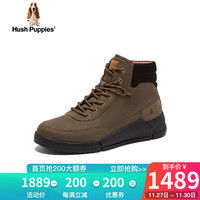 暇步士(Hush Puppies)马丁靴男士高帮工装户外休闲短靴L2E08DD3 卡其 38