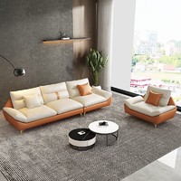 栗晟 科技布沙发客厅小户型现代简约直排家用乳胶款沙发 双人位 实木框架