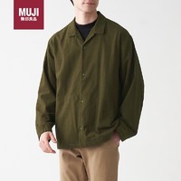 MUJI 無印良品 无印良品（MUJI）男女通用法兰绒 开领衬衫 无性别 男款女款 ACA71A1A 卡其绿 L-XL