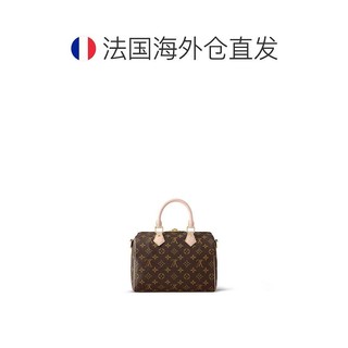 LOUIS VUITTON 欧洲直邮LV路易威登Speedy 25棕色帆布老花牛皮手柄手提枕头包