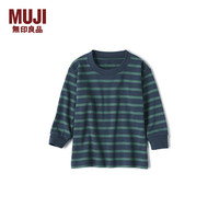 無印良品 MUJI無印良品  婴童 起毛双罗纹织 长袖T恤 卫衣  CC22YA3A 绿色条纹 90cm(52A)