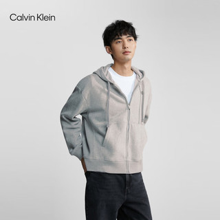 Calvin Klein Jeans秋冬男士休闲简约刺绣加绒宽松连帽拉链开衫卫衣40HM259 P79-椰青灰 XS