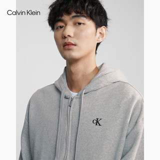 Calvin Klein Jeans秋冬男士休闲简约刺绣加绒宽松连帽拉链开衫卫衣40HM259 P79-椰青灰 XS