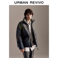 UR冬男装时尚百搭超宽松加厚保暖立领羽绒服UMF130018 墨绿印花 S