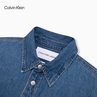 卡尔文·克莱恩 Calvin Klein Jeans24春季男士休闲简约布标贴袋纯棉牛仔衬衫J325545 1A4-牛仔浅蓝 L