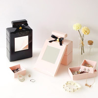 利快日本化妆品收纳盒护肤品口红防尘置物架宿舍整理桌面 香水型组合化妆盒 粉色