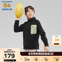 Skechers斯凯奇童装男女童半立领卫衣秋冬加绒休闲青少年衣服P423K024 碳黑/0018 150cm