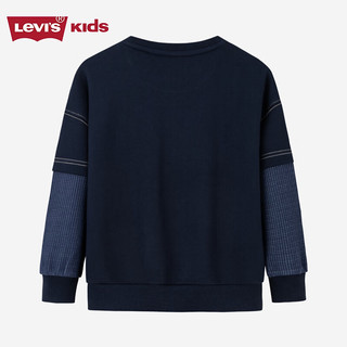 Levi's李维斯儿童假两件卫衣男童套头拼接上衣 深宝蓝色 110/52(4)