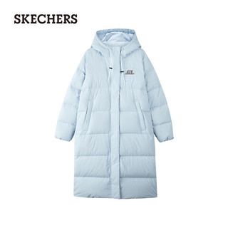 斯凯奇（Skechers）秋冬长款保暖百搭羽绒服男女舒适休闲外套L423W131 长款-蓝/00F5（女款） S