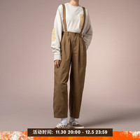 VANS范斯 女子梭织长裤背带裤复古摩卡酷帅工装 棕色 XXL