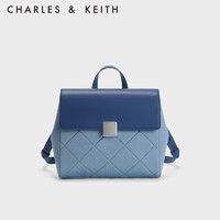 CHARLES & KEITH CHARLES&KEITH英伦风菱格链条双肩包背包书包包女包女士CK2-60782296 Denim Blue深牛仔蓝色 M