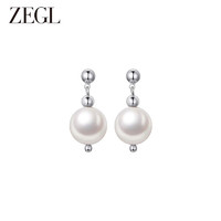 ZEGL人造施家珍珠耳环女925银针气质高级感小众设计耳钉法式耳饰 圆润珠耳环
