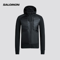 萨洛蒙（Salomon）男款 户外运动轻量针织保暖中层连帽棉服 ELIXIR HYBRID HD INSUL 深黑色 C21046 XL