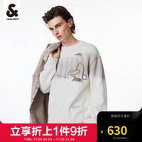 杰克·琼斯（JACK&JONES）冬季男士上衣宽松百搭衣身撞色圆领套头针织衫毛衣223424058 白帽灰A03 165/88A/XS