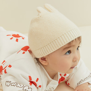 papa爬爬秋冬男女宝宝针织胎帽婴儿帽子保暖周岁超萌可爱造型 橙色 帽围：42cm