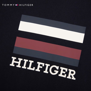 TOMMY HILFIGER 童装男简约条纹字母印花圆领套头卫衣TH2332009 黑色002 4/110cm