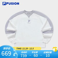 斐乐（FILA） FUSION潮牌女子针织套头衫2023冬时尚宽松拼接卫衣 标准白-WT 165/84A/M