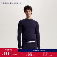 TOMMY HILFIGER 男装简约小绣标舒适打底纯色家居长袖T恤03058 藏青色DW5 L