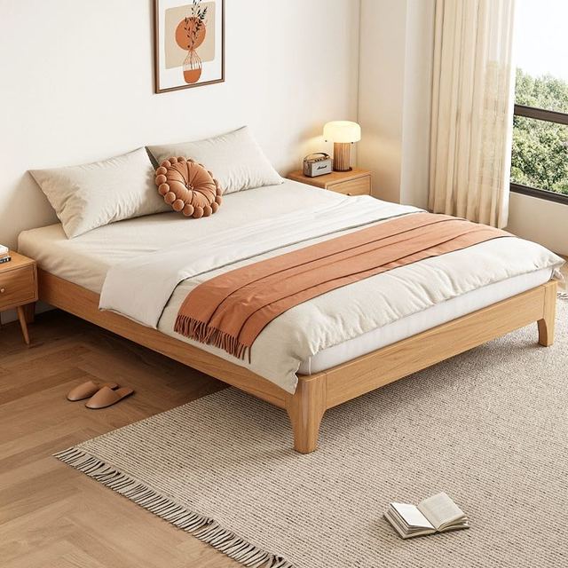 礼彬 全实木无靠背床尺寸定制1.2/35/5/8米无床头床架子榻榻米排骨架床
