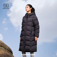 /可隆 KOLON SPORT羽绒服 女子户外运动防风保暖长款鹅绒服 LKDJ3WN150-BK 黑色 170/L