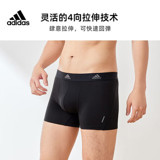 ADIDAS/阿迪达斯adidas男士透气凉感秋运动平角内裤四角裤生潮流裤头3条 【吸湿排汗3条装】黑色+印花+咖 L