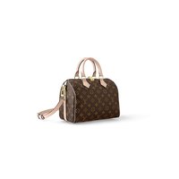 LOUIS VUITTON 欧洲LV路易威登Speedy 25棕色帆布老花牛皮手柄手提枕头包