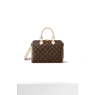 LOUIS VUITTON 欧洲LV路易威登Speedy 25棕色帆布老花牛皮手柄手提枕头包