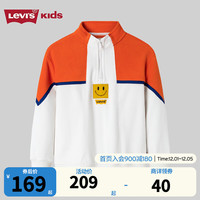 Levi's 李维斯童装男女童摇粒绒半拉链卫衣23冬季儿童加绒保暖上衣 糖果白 110/56