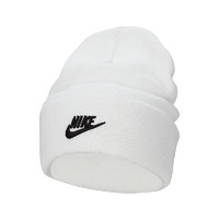 NIKE 耐克 帽子冬季新款白色简约休闲保暖翻边针织毛线运动帽 FB6528-121