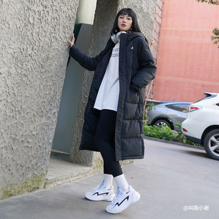 adidas阿迪达斯轻运动男女同款冬季530蓬长款保暖连帽鸭绒羽绒服 黑色 A/3XL